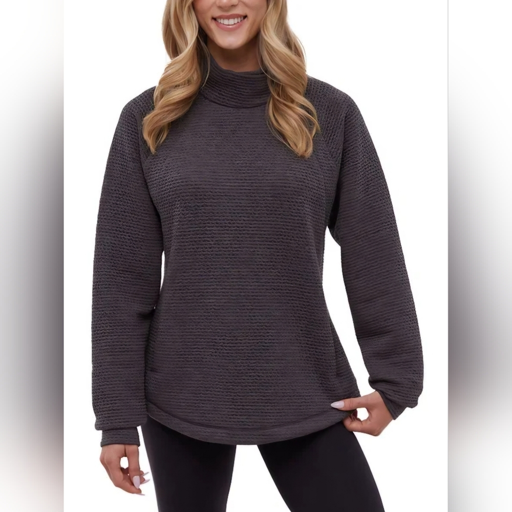NEW! Bench Gray Textured Funnel Neck Top Size M